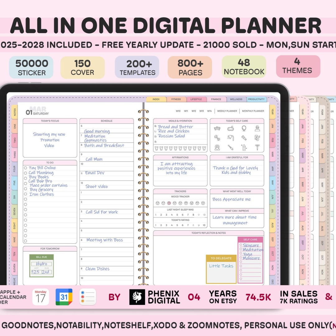 All-in-One Digital Planner 2025, 2026, 2027